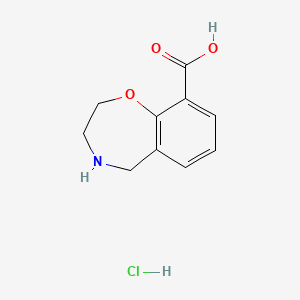 2,3,4,5-Tetrahydrobenzo[f][1,4]oxazepine-9-carboxylic acid hydrochloride chemical structure (CAS 1055879-22-5)