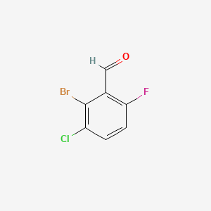 2-Bromo-3-chloro-6-fluorobenzaldehyde chemical structure (CAS 1056264-66-4)