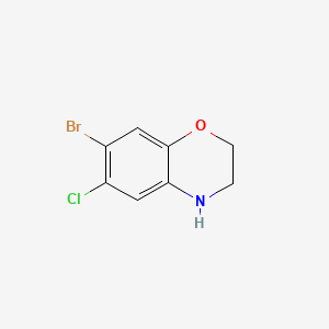 7-Bromo-6-chloro-3,4-dihydro-2H-benzo[b][1,4]oxazine chemical structure (CAS 105679-33-2)