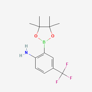 2-(4,4,5,5-Tetramethyl-1,3,2-dioxaborolan-2-yl)-4-(trifluoromethyl)aniline chemical structure (CAS 1058062-64-8)