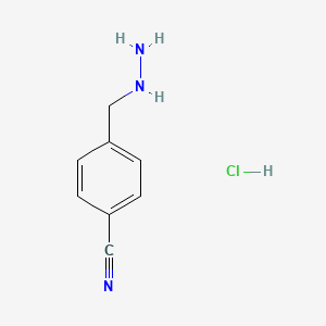 4-(Hydrazinylmethyl)benzonitrile hydrochloride chemical structure (CAS 1059626-08-2)