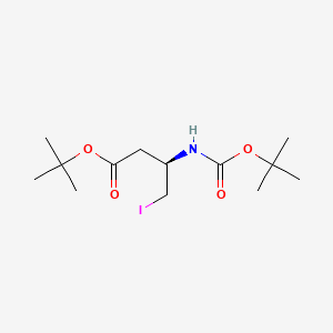 tert-Butyl (R)-3-((tert-butoxycarbonyl)amino)-4-iodobutanoate chemical structure (CAS 1059704-55-0)