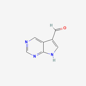 7H-Pyrrolo[2,3-d]pyrimidine-5-carbaldehyde chemical structure (CAS 1060815-89-5)
