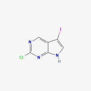 2-Chloro-5-iodo-7H-pyrrolo[2,3-d]pyrimidine chemical structure (CAS 1060815-90-8)