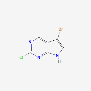 5-Bromo-2-chloro-7H-pyrrolo[2,3-d]pyrimidine chemical structure (CAS 1060816-58-1)
