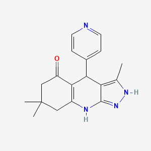 3,7,7-Trimethyl-4-(pyridin-4-yl)-1,4,6,7,8,9-hexahydro-5H-pyrazolo[3,4-b]quinolin-5-one chemical structure (CAS 1062138-03-7)