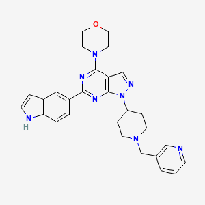 4-(6-(1H-Indol-5-yl)-1-(1-(pyridin-3-ylmethyl)piperidin-4-yl)-1H-pyrazolo[3,4-d]pyrimidin-4-yl)morpholine chemical structure (CAS 1062159-35-6)