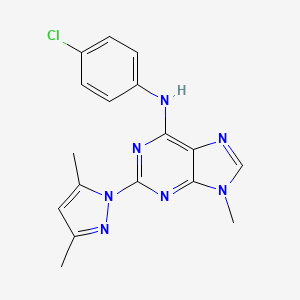 N-(4-Chlorophenyl)-2-(3,5-dimethyl-1H-pyrazol-1-yl)-9-methyl-9H-purin-6-amine chemical structure (CAS 1063331-94-1)