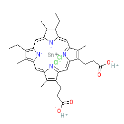 Sn(IV) meso-porphyrin IX dichloride chemical structure (CAS 106344-20-1)