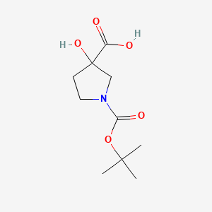 1-(tert-Butoxycarbonyl)-3-hydroxypyrrolidine-3-carboxylic acid chemical structure (CAS 1067239-08-0)