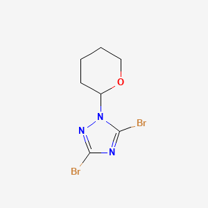 3,5-Dibromo-1-(tetrahydro-2H-pyran-2-yl)-1H-1,2,4-triazole chemical structure (CAS 106724-84-9)