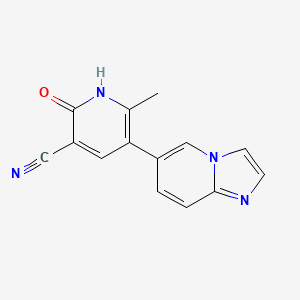 5-(Imidazo[1,2-a]pyridin-6-yl)-6-methyl-2-oxo-1,2-dihydropyridine-3-carbonitrile chemical structure (CAS 106730-54-5)