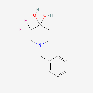 1-Benzyl-3,3-difluoropiperidine-4,4-diol chemical structure (CAS 1067914-81-1)