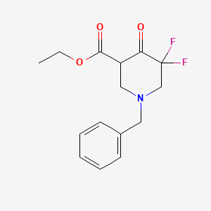 Ethyl 1-benzyl-5,5-difluoro-4-oxopiperidine-3-carboxylate chemical structure (CAS 1067915-34-7)
