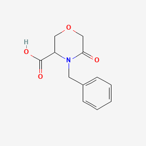 4-Benzyl-5-oxomorpholine-3-carboxylic acid chemical structure (CAS 106910-79-6)