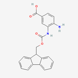 3-((((9H-Fluoren-9-yl)methoxy)carbonyl)amino)-4-aminobenzoic acid chemical structure (CAS 1071446-05-3)