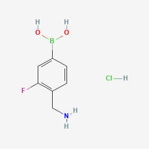 (4-(Aminomethyl)-3-fluorophenyl)boronic acid hydrochloride chemical structure (CAS 1072946-45-2)