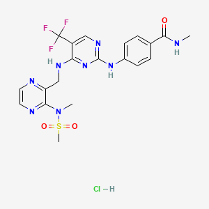 N-Methyl-4-((4-(((3-(N-methylmethylsulfonamido)pyrazin-2-yl)methyl)amino)-5-(trifluoromethyl)pyrimidin-2-yl)amino)benzamide hydrochloride chemical structure (CAS 1073160-26-5)