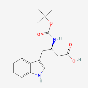(R)-3-((tert-Butoxycarbonyl)amino)-4-(1H-indol-3-yl)butanoic acid chemical structure (CAS 1073269-91-6)