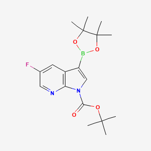 tert-Butyl 5-fluoro-3-(4,4,5,5-tetramethyl-1,3,2-dioxaborolan-2-yl)-1H-pyrrolo[2,3-b]pyridine-1-carboxylate chemical structure (CAS 1073338-93-8)