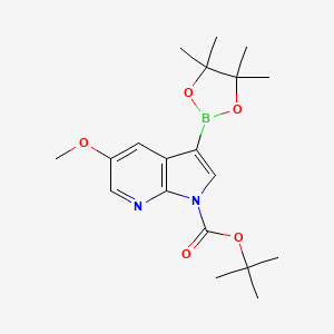 tert-Butyl 5-methoxy-3-(4,4,5,5-tetramethyl-1,3,2-dioxaborolan-2-yl)-1H-pyrrolo[2,3-b]pyridine-1-carboxylate chemical structure (CAS 1073338-94-9)