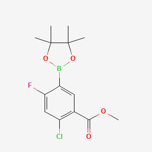 Methyl 2-chloro-4-fluoro-5-(4,4,5,5-tetramethyl-1,3,2-dioxaborolan-2-yl)benzoate chemical structure (CAS 1073339-13-5)