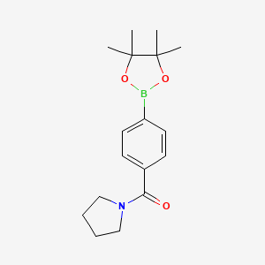 Pyrrolidin-1-yl(4-(4,4,5,5-tetramethyl-1,3,2-dioxaborolan-2-yl)phenyl)methanone chemical structure (CAS 1073353-55-5)