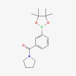 Pyrrolidin-1-yl(3-(4,4,5,5-tetramethyl-1,3,2-dioxaborolan-2-yl)phenyl)methanone chemical structure (CAS 1073353-61-3)