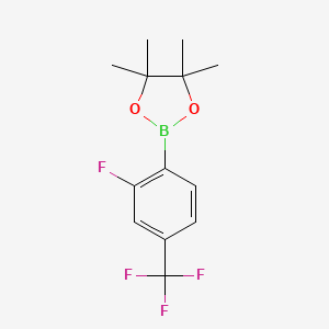 2-(2-Fluoro-4-(trifluoromethyl)phenyl)-4,4,5,5-tetramethyl-1,3,2-dioxaborolane chemical structure (CAS 1073353-68-0)
