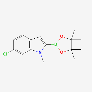 6-Chloro-1-methyl-2-(4,4,5,5-tetramethyl-1,3,2-dioxaborolan-2-yl)-1H-indole chemical structure (CAS 1073353-82-8)