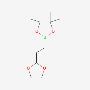 2-(2-(1,3-Dioxolan-2-yl)ethyl)-4,4,5,5-tetramethyl-1,3,2-dioxaborolane chemical structure (CAS 1073354-07-0)