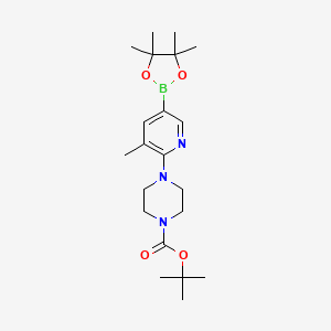 tert-Butyl 4-(3-methyl-5-(4,4,5,5-tetramethyl-1,3,2-dioxaborolan-2-yl)pyridin-2-yl)piperazine-1-carboxylate chemical structure (CAS 1073354-54-7)