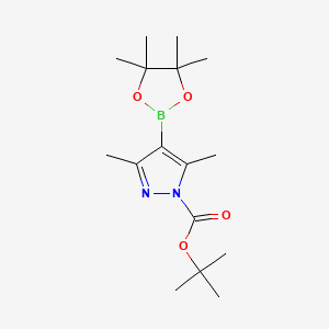 tert-Butyl 3,5-dimethyl-4-(4,4,5,5-tetramethyl-1,3,2-dioxaborolan-2-yl)-1H-pyrazole-1-carboxylate chemical structure (CAS 1073354-70-7)