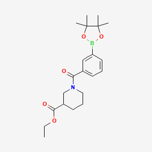 Ethyl 1-(3-(4,4,5,5-tetramethyl-1,3,2-dioxaborolan-2-yl)benzoyl)piperidine-3-carboxylate chemical structure (CAS 1073355-04-0)
