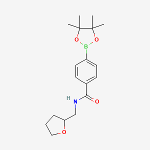 N-((Tetrahydrofuran-2-yl)methyl)-4-(4,4,5,5-tetramethyl-1,3,2-dioxaborolan-2-yl)benzamide chemical structure (CAS 1073355-09-5)