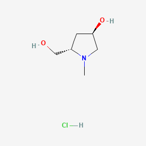 (3R,5S)-5-(Hydroxymethyl)-1-methylpyrrolidin-3-ol hydrochloride chemical structure (CAS 107746-24-7)