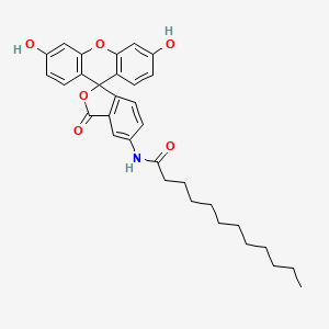 N-(3',6'-Dihydroxy-3-oxo-3H-spiro[isobenzofuran-1,9'-xanthen]-5-yl)dodecanamide chemical structure (CAS 107827-77-0)