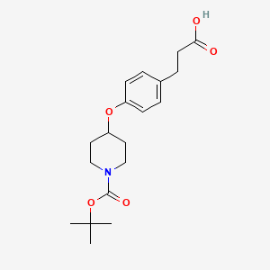 3-(4-((1-(tert-Butoxycarbonyl)piperidin-4-yl)oxy)phenyl)propanoic acid chemical structure (CAS 1080421-71-1)