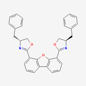 4,6-Bis((R)-4-benzyl-4,5-dihydrooxazol-2-yl)dibenzo[b,d]furan chemical structure (CAS 1080596-47-9)