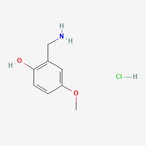 2-(Aminomethyl)-4-methoxyphenol hydrochloride chemical structure (CAS 1081777-51-6)