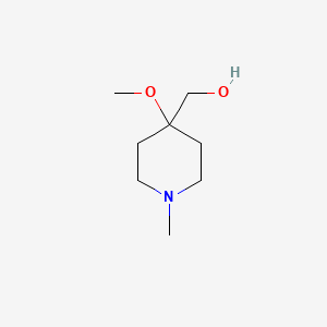 (4-Methoxy-1-methylpiperidin-4-yl)methanol chemical structure (CAS 1082040-38-7)