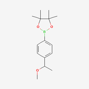 2-(4-(1-Methoxyethyl)phenyl)-4,4,5,5-tetramethyl-1,3,2-dioxaborolane chemical structure (CAS 1082066-31-6)