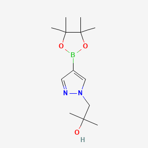 2-Methyl-1-(4-(4,4,5,5-tetramethyl-1,3,2-dioxaborolan-2-yl)-1H-pyrazol-1-yl)propan-2-ol chemical structure (CAS 1082503-77-2)