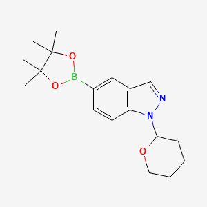1-(Tetrahydro-2H-pyran-2-yl)-5-(4,4,5,5-tetramethyl-1,3,2-dioxaborolan-2-yl)-1H-indazole chemical structure (CAS 1082525-64-1)