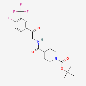 tert-Butyl 4-((2-(4-fluoro-3-(trifluoromethyl)phenyl)-2-oxoethyl)carbamoyl)piperidine-1-carboxylate chemical structure (CAS 1082949-99-2)