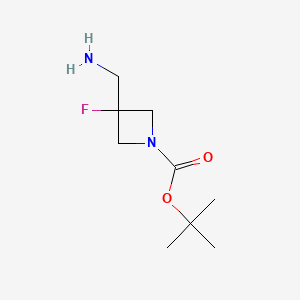 tert-Butyl 3-(aminomethyl)-3-fluoroazetidine-1-carboxylate chemical structure (CAS 1083181-23-0)