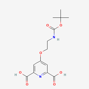 4-(2-((tert-Butoxycarbonyl)amino)ethoxy)pyridine-2,6-dicarboxylic acid chemical structure (CAS 1085412-35-6)