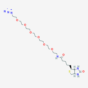 N-(20-Azido-3,6,9,12,15,18-hexaoxaicosyl)-5-((3aS,4S,6aR)-2-oxohexahydro-1H-thieno[3,4-d]imidazol-4-yl)pentanamide chemical structure (CAS 1085938-09-5)