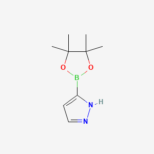 5-(4,4,5,5-Tetramethyl-1,3,2-dioxaborolan-2-yl)-1H-pyrazole chemical structure (CAS 1086111-17-2)