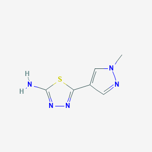 5-(1-Methyl-1H-pyrazol-4-yl)-1,3,4-thiadiazol-2-amine chemical structure (CAS 1086331-31-8)